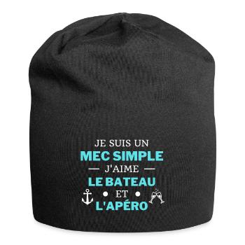t shirt humour bateau apero mec simple cadeau noel - Bonnet en jersey - noir - Devant