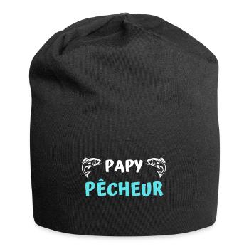 t shirt papy pecheur cadeau noel grand-père peche - Bonnet en jersey - noir - Devant