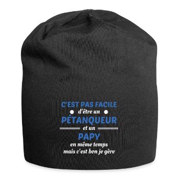 t shirt papy petanque cadeau noel grand pere - Bonnet en jersey - noir - Devant