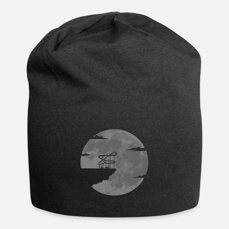 Achterbahn Geschenkidee Vollmond Freizeitparks - Jersey-Beanie - Schwarz