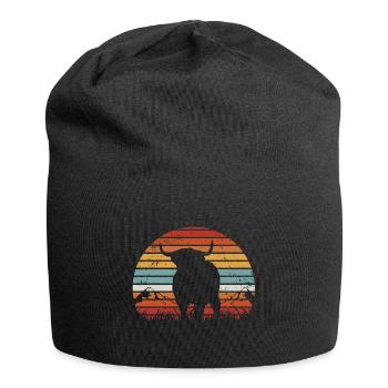 Hochlandrind Geschenk Kühe Hochlandrinder Kuhmotiv - Jersey-Beanie - Schwarz - Vorne