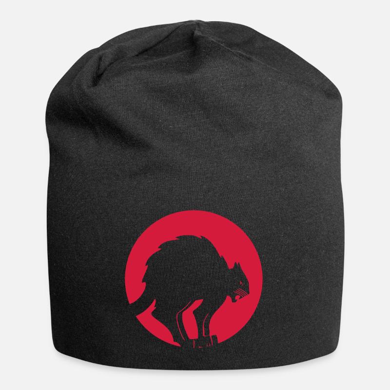 Black Cat - Schwarze Katze auf Rot - Jersey-Beanie - Schwarz