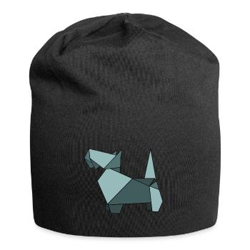 Hund Hunde Hündchen Sticker ORIGAMI - Jersey-Beanie - Schwarz - Vorne