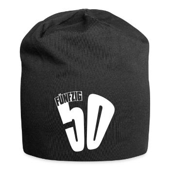 50. Geburtstag - Jersey-Beanie - Schwarz - Vorne