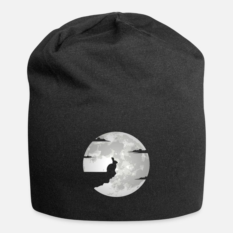 Lièvre lune Lapin lapin lapin de Pâques lapin - Bonnet en jersey - noir