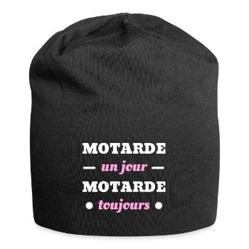 t shirt humour motarde un jour toujours moto femme - Bonnet en jersey - noir - Devant