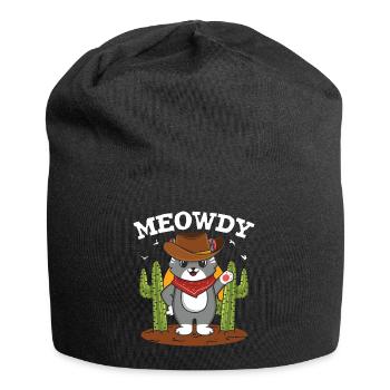 Meowdy Funny Texas Cowboy Meow Howdy Cats Meme - Jersey Beanie - black - Front