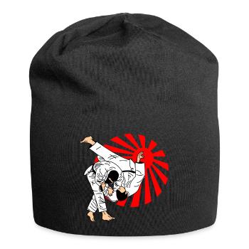 Judo throw with japanese sun radiation - Jersey Beanie - black - Front