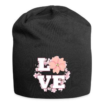 Bague de fleurs de cerisier Love - Bonnet en jersey - noir - Devant