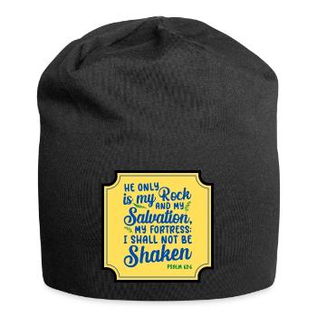 Er ist nur mein Fels und mein Erlösungsbibelvers - Jersey-Beanie - Schwarz - Vorne