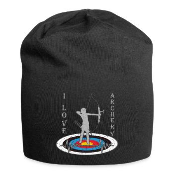 Woman with bow on target with heart motivation - Jersey Beanie - black - Front