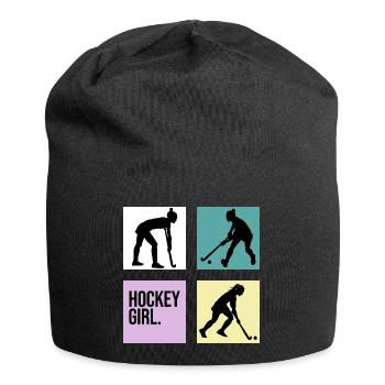 hockey retro girl 7m feldhockey hockeyspielerin - Jersey-Beanie - Schwarz - Vorne