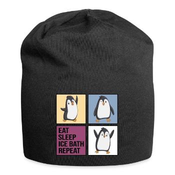 eisbader icebath winterbader eat sleep ice bath - Jersey Beanie - black - Front