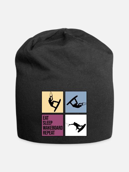 wakeboard wakeboarder cable wasserratte repeat - Jersey Beanie - black