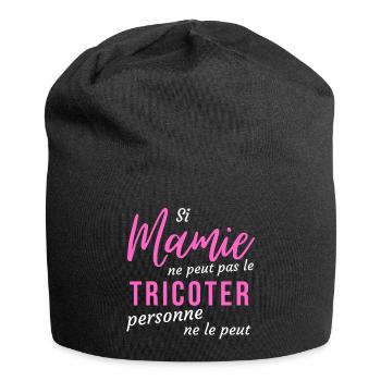 T shirt mamie peut le tricoter humour mamie cadeau - Bonnet en jersey - noir - Devant