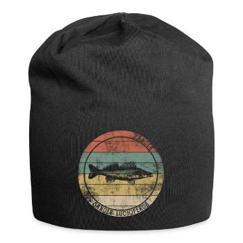 Pikeperch Predatory Fish Retro Vintage - Jersey Beanie - black - Front