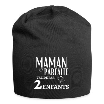 maman parfaite 2 enfants humour maman cadeau mère. - Bonnet en jersey - noir - Devant
