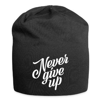 Never give up - Jersey-Beanie - Schwarz - Vorne