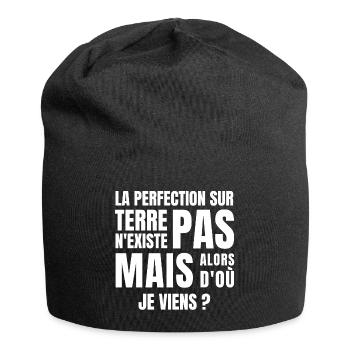 perfection, homme humour, femme humour - Bonnet en jersey - noir - Devant