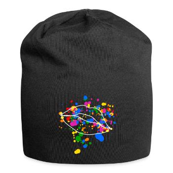 Lèvres PLEINES DE FIERTÉ LGBT avec des touches de couleur colorées - Bonnet en jersey - noir - Devant