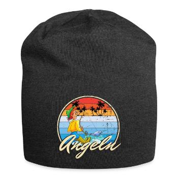 Pêcheur à la ligne motif amusant comme idée cadeau - Bonnet en jersey - charbon - Devant