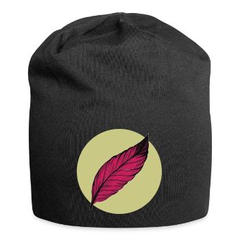 Minimal Feather Summer Trendy Colors - Jersey Beanie - black - Front