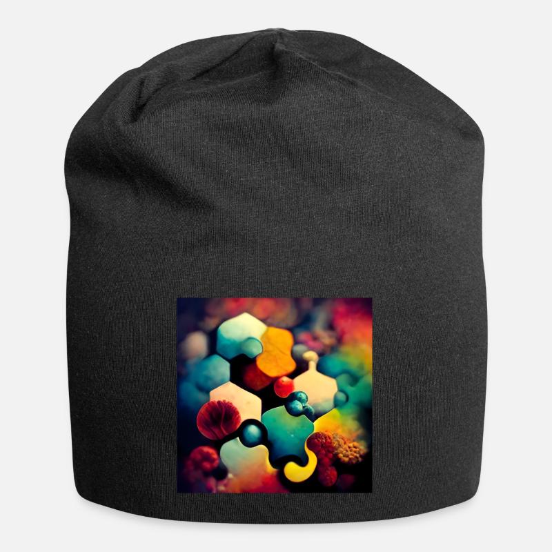 A puzzle with molecules - Jersey Beanie - black