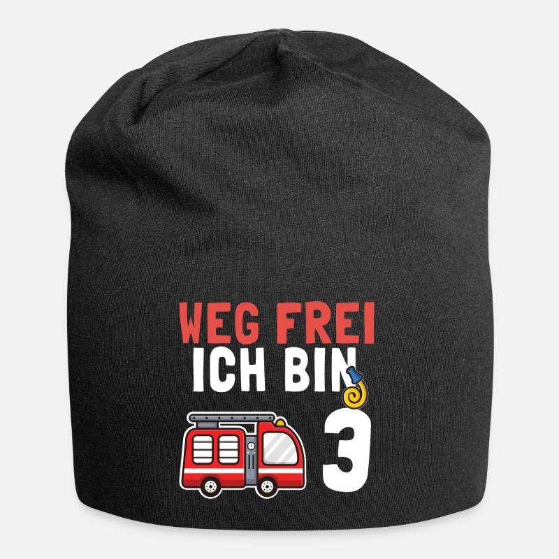 Kindergeburtstag 3 Jährige Feuerwehr Auto - Jersey-Beanie - Schwarz