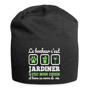 Le bonheur c'est jardiner cadeau jardinage - Bonnet en jersey - noir - Devant