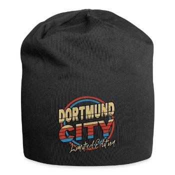 Dortmund Deutschland Stadt Schrift 80er Stil - Jersey-Beanie - Schwarz - Vorne
