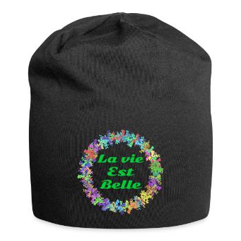 La vie est belle! - Bonnet en jersey - noir - Devant