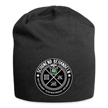 Schonend behandeln Unikat ist 40 | Farben änderbar - Jersey-Beanie - Schwarz - Vorne