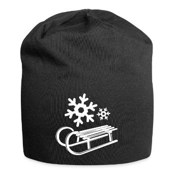 Flocons de neige Symbole Cristaux Traîneau - Bonnet en jersey - noir - Devant