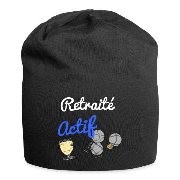 Cadeau humour retraité actif homme ou femme - Bonnet en jersey - noir - Devant