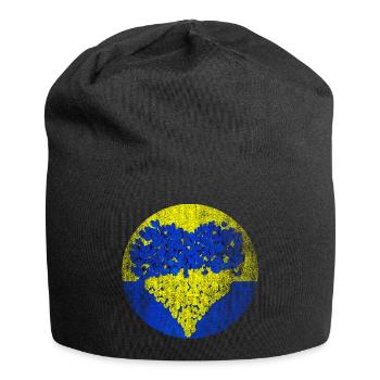 Ukraine Frieden Russland Flagge Fahne Herz - Jersey-Beanie - Schwarz - Vorne
