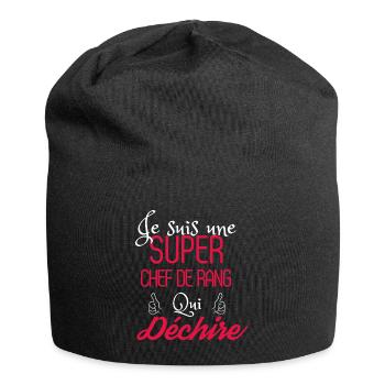 super chef de rang qui déchire - Bonnet en jersey - noir - Devant