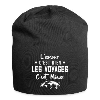 l'amour c'est bien les voyages c'est mieux - Bonnet en jersey - noir - Devant