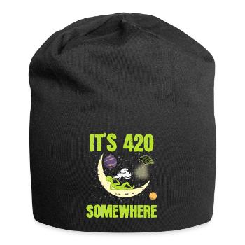 It's 420 Somewhere Weed Cannabis T-shirt Design - Jersey Beanie - black - Front