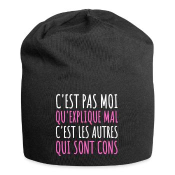 C'est pas moi qui explique mal humour femme cadeau - Bonnet en jersey - noir - Devant