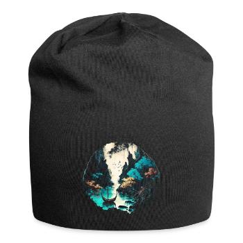 Grotte et rivière - Aquarelle - Bonnet en jersey - noir - Devant