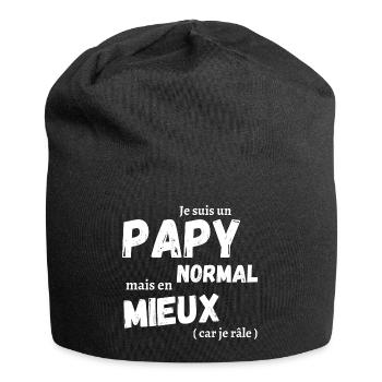 Je suis un papy normal humour grand-père cadeau - Bonnet en jersey - noir - Devant