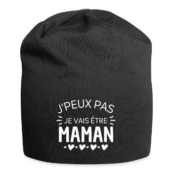J'peux pas je vais être maman annonce naissance - Bonnet en jersey - noir - Devant