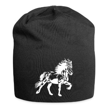 Edles Islandpferd im Tölt Damen Mädchen Kinder Isi - Jersey-Beanie - Schwarz - Vorne