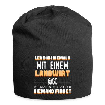 Leg dich niemals mit einem Landwirt an Wir kennen - Jersey-Beanie - Schwarz - Vorne