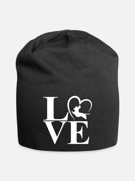 Dachshund Dackel Love Heart - Jersey Beanie - black
