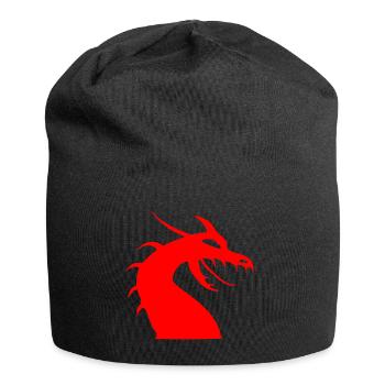 Silhouette de tête de dragon rouge - Bonnet en jersey - noir - Devant