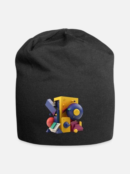 3D - Jersey-Beanie - Schwarz