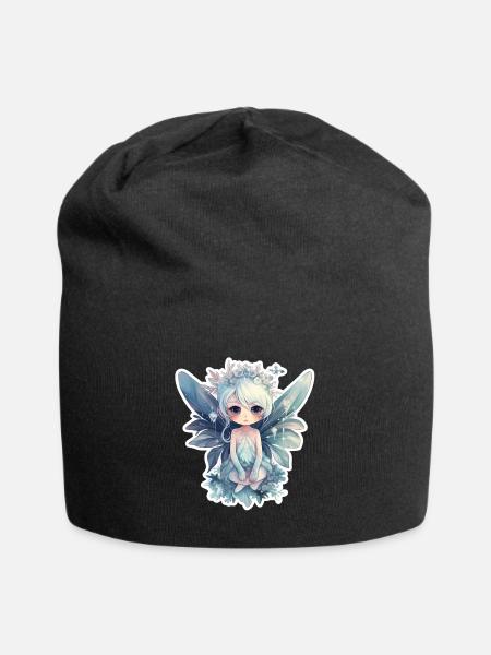 Kleine Eisfee mit Blumenbkrone - Jersey-Beanie - Schwarz