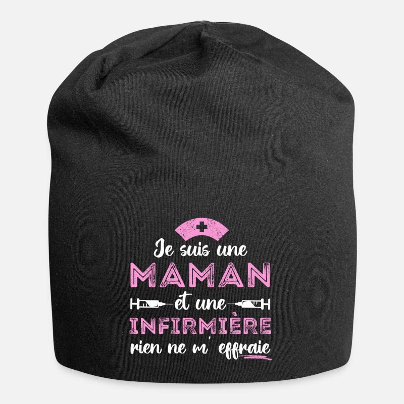 Maman et infirmière cadeau pour mère infirmiere - Bonnet en jersey - noir