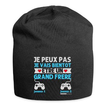 Grand frère futur grand frère humour gamer cadeau - Bonnet en jersey - noir - Devant